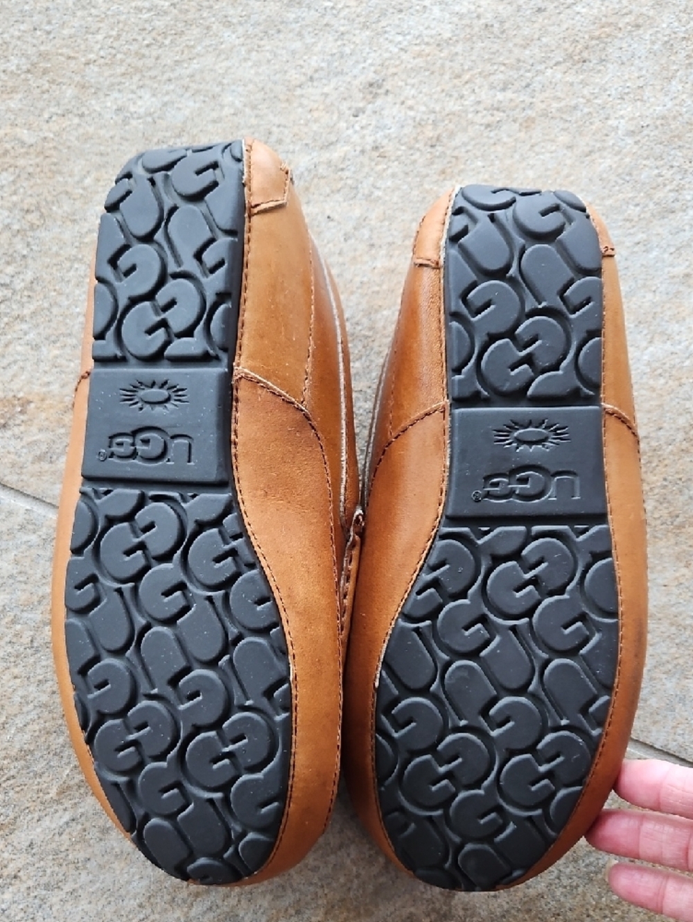 UGG Men's Chestnut Brown Leather Shearling Slip-Ons - Picture 3 of 6